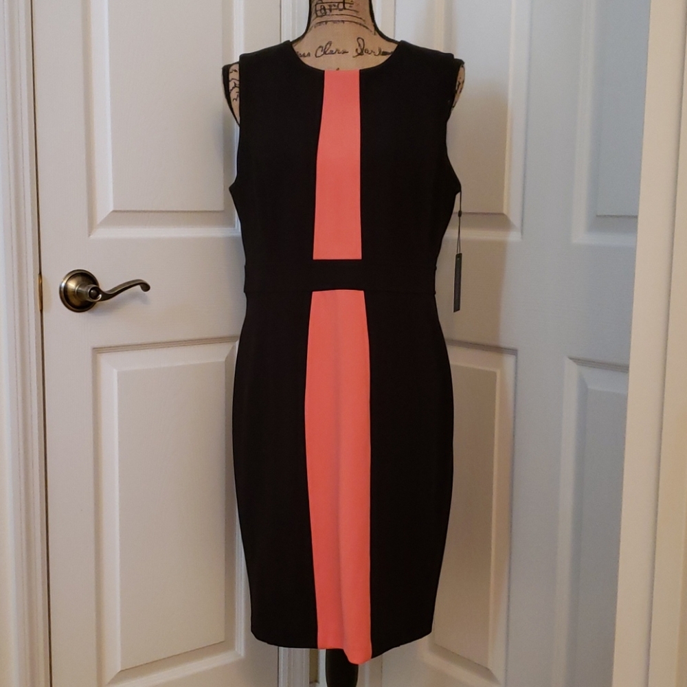 Tommy Hilfiger dress, black and bright peach, sz12
